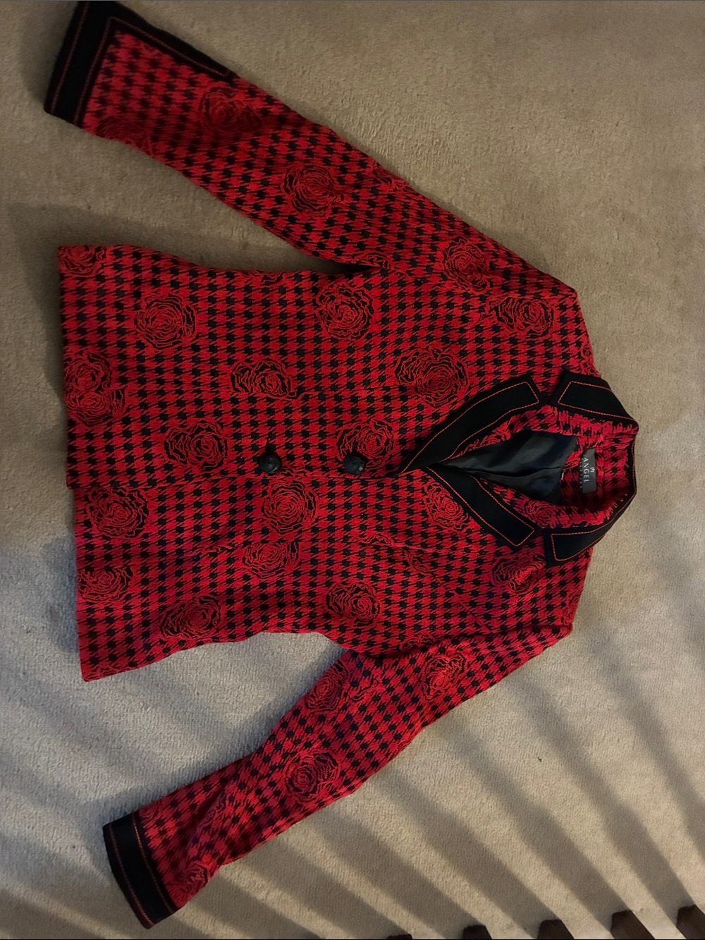 Vintage Red and Black Patterned Women’s Blazer